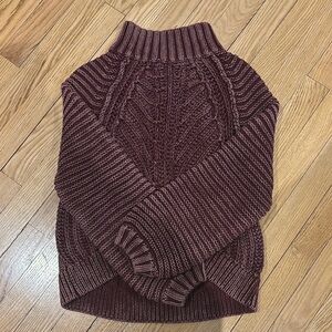 Free People Cable Knit Burgundy Sweater